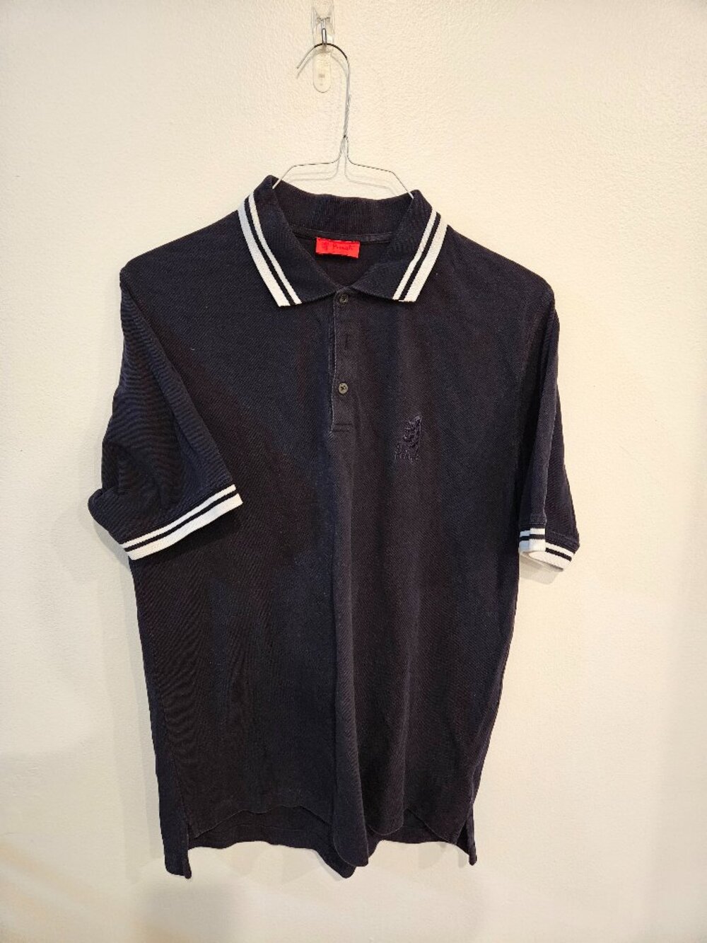Pringle of Scottland Mens Cotton Pique Shirt Black With Pipping